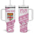 Fiji Rugby 2025 Custom Tumbler With Handle Fijian Tapa Toso Viti Toso - Pink