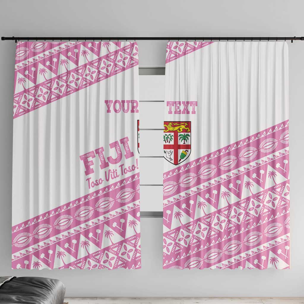 Fiji Rugby 2025 Custom Window Curtain Fijian Tapa Toso Viti Toso - Pink