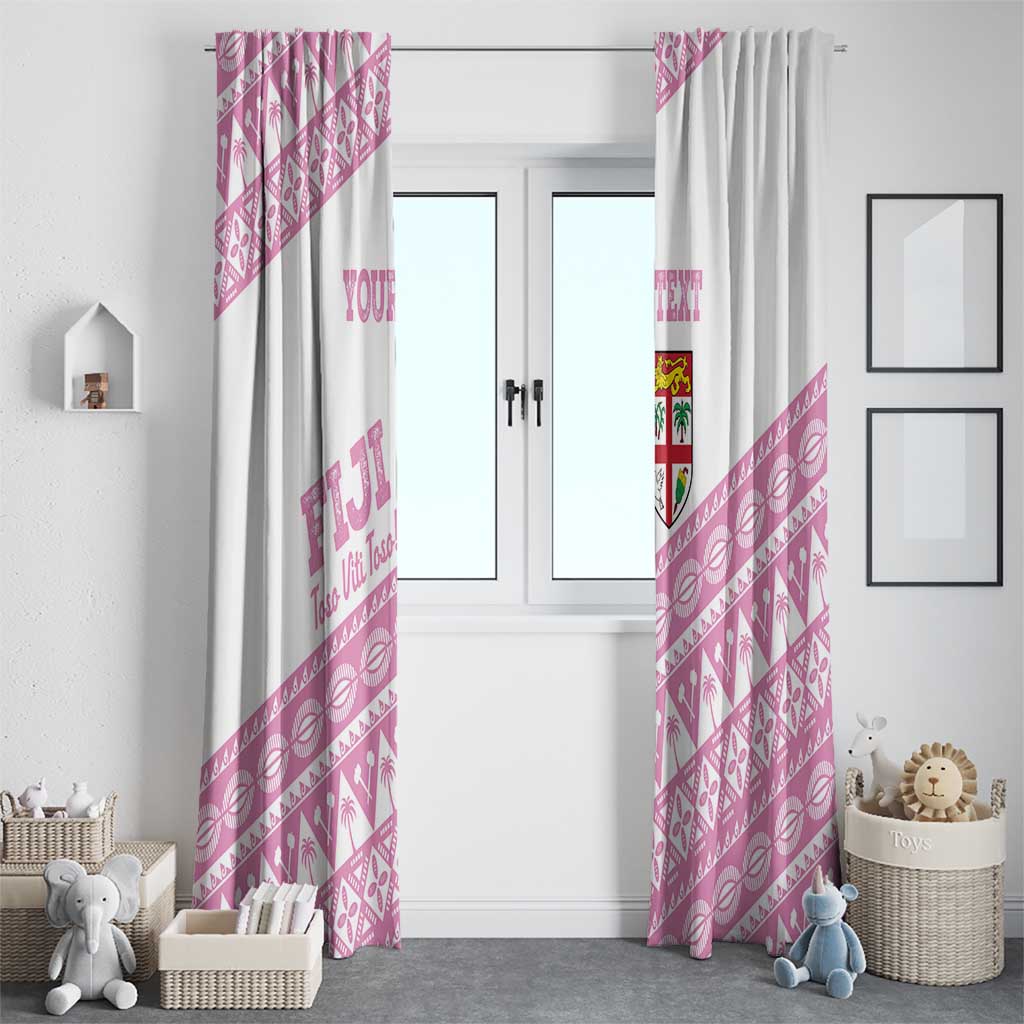Fiji Rugby 2025 Custom Window Curtain Fijian Tapa Toso Viti Toso - Pink