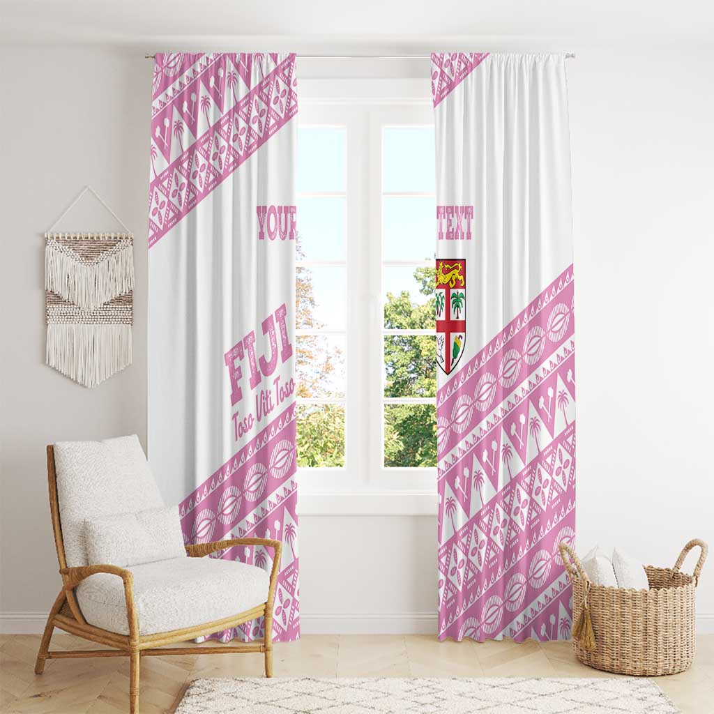 Fiji Rugby 2025 Custom Window Curtain Fijian Tapa Toso Viti Toso - Pink