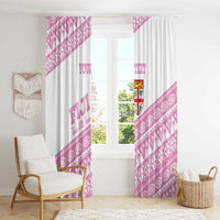 Fiji Rugby 2025 Custom Window Curtain Fijian Tapa Toso Viti Toso - Pink