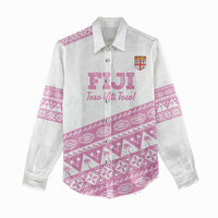 Fiji Rugby 2025 Custom Women Casual Shirt Fijian Tapa Toso Viti Toso - Pink LT14 - Polynesian Pride