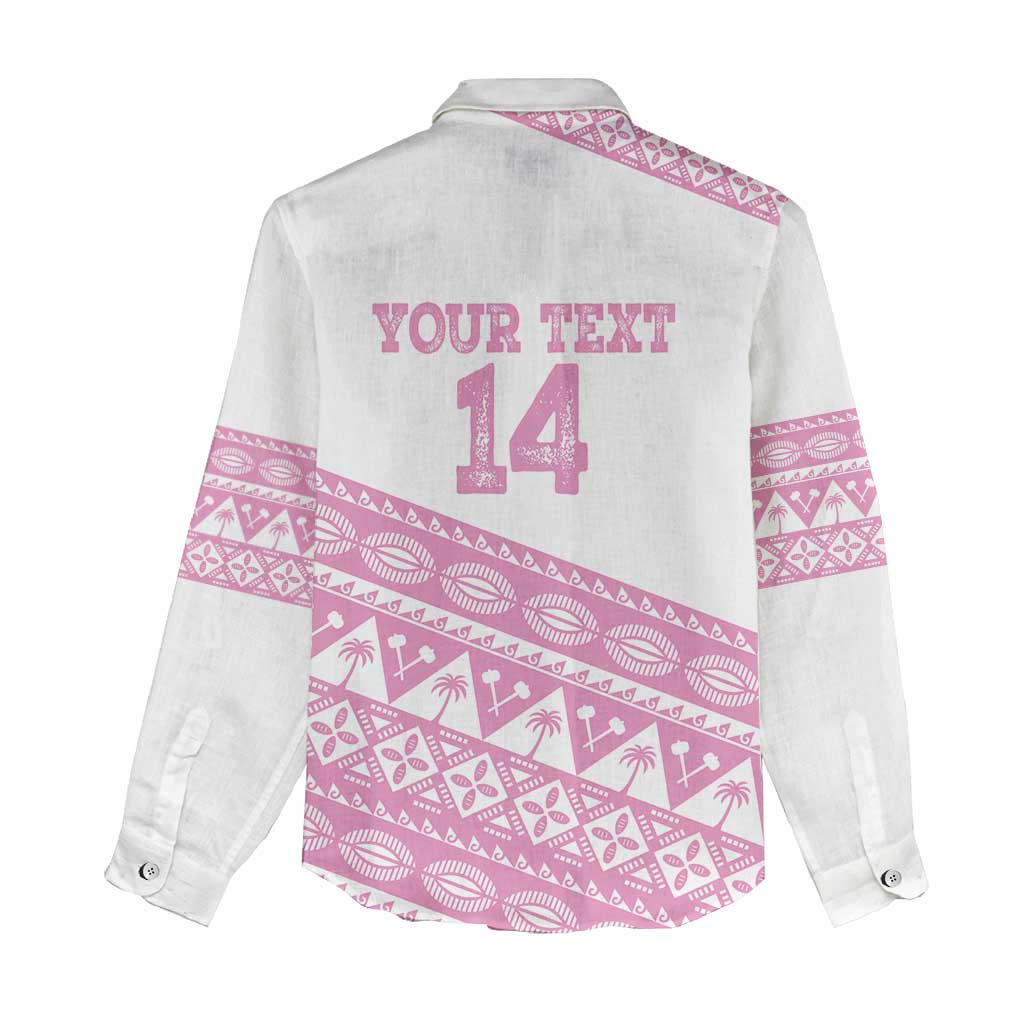 Fiji Rugby 2025 Custom Women Casual Shirt Fijian Tapa Toso Viti Toso - Pink LT14 - Polynesian Pride