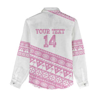 Fiji Rugby 2025 Custom Women Casual Shirt Fijian Tapa Toso Viti Toso - Pink LT14 - Polynesian Pride