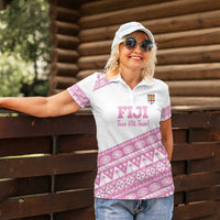 Fiji Rugby 2025 Custom Women Polo Shirt Fijian Tapa Toso Viti Toso - Pink