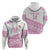 Fiji Rugby 2025 Custom Zip Hoodie Fijian Tapa Toso Viti Toso - Pink