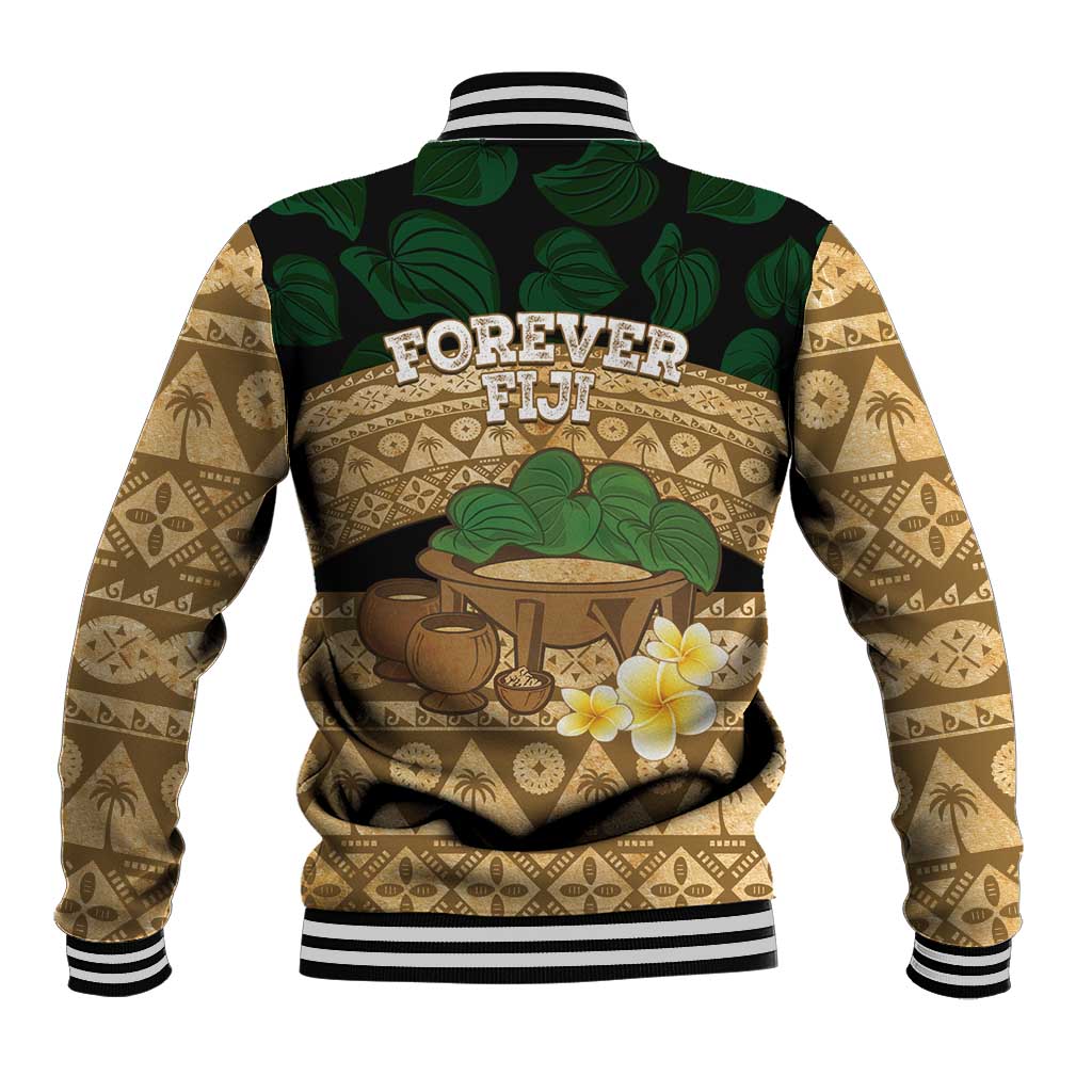 Bula Fiji Kava Bowl Baseball Jacket Fijian Tapa Cloth Vintage Vibe