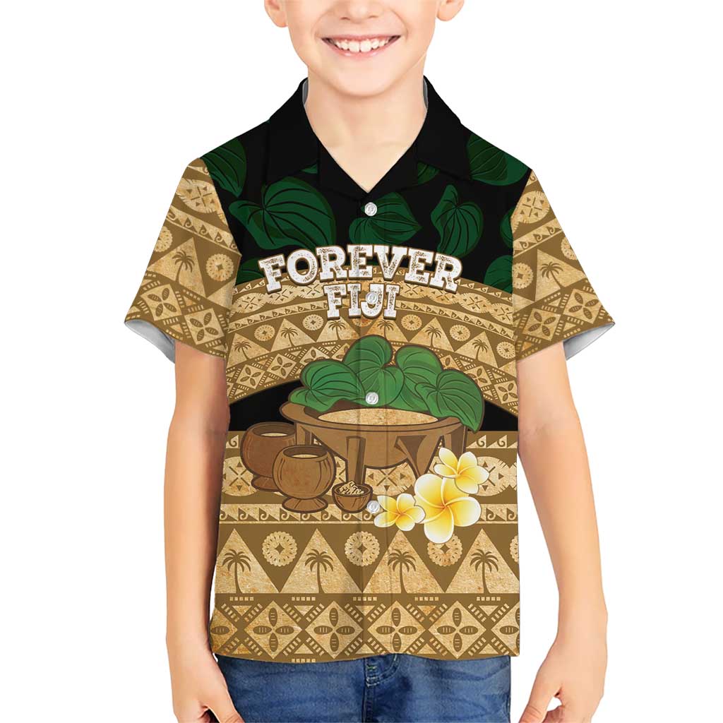 Bula Fiji Kava Bowl Kid Hawaiian Shirt Fijian Tapa Cloth Vintage Vibe