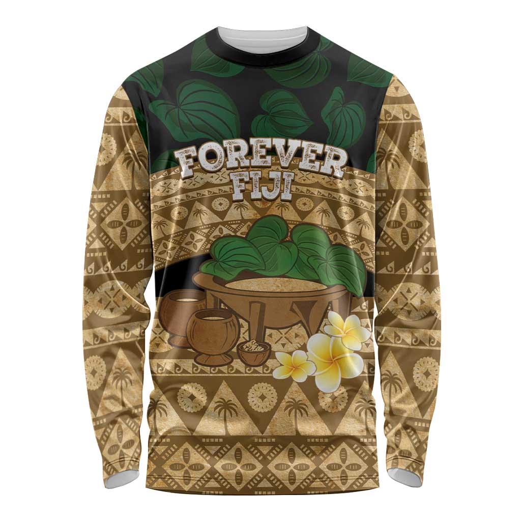 Bula Fiji Kava Bowl Long Sleeve Shirt Fijian Tapa Cloth Vintage Vibe