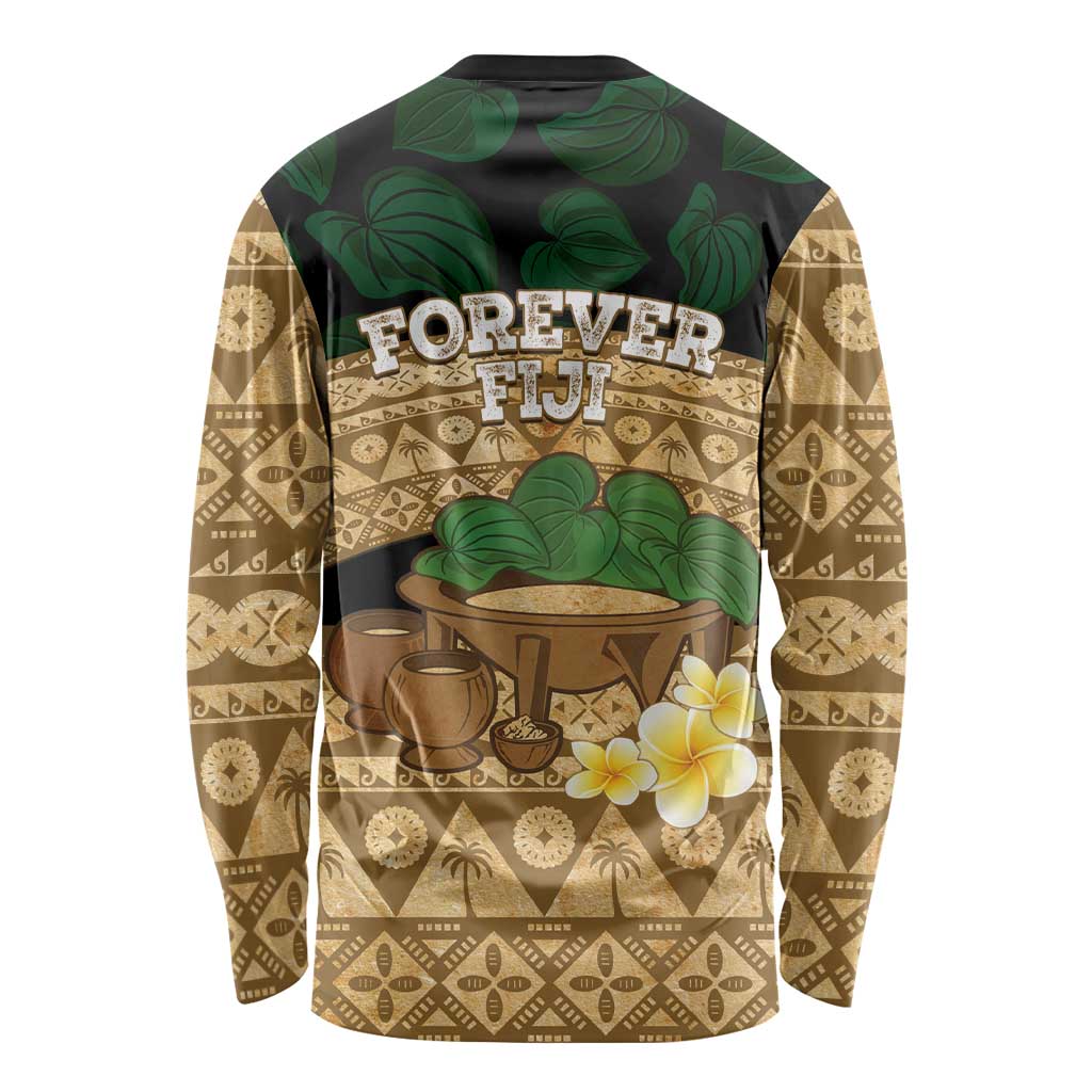 Bula Fiji Kava Bowl Long Sleeve Shirt Fijian Tapa Cloth Vintage Vibe