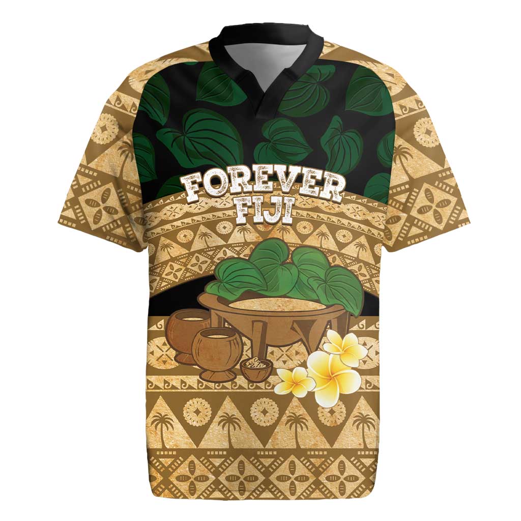Bula Fiji Kava Bowl Rugby Jersey Fijian Tapa Cloth Vintage Vibe