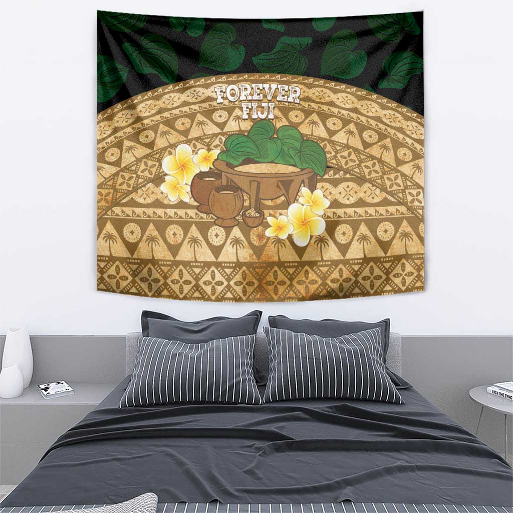 Bula Fiji Kava Bowl Tapestry Fijian Tapa Cloth Vintage Vibe