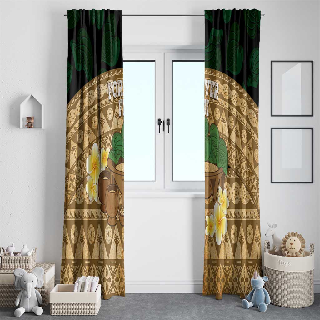 Bula Fiji Kava Bowl Window Curtain Fijian Tapa Cloth Vintage Vibe