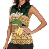 Bula Fiji Kava Bowl Women Sleeveless Polo Shirt Fijian Tapa Cloth Vintage Vibe