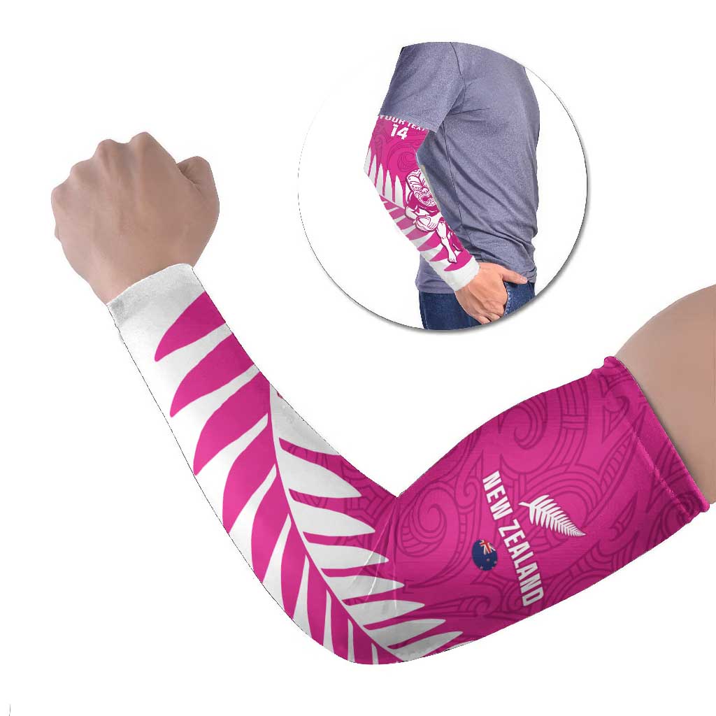 New Zealand Silver Fern Rugby Custom Arm Sleeves Go All Black Maori Pink Version - Polynesian Pride