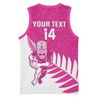 New Zealand Silver Fern Rugby Custom Basketball Jersey Go All Black Maori Pink Version - Polynesian Pride