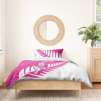 New Zealand Silver Fern Rugby Custom Bedding Set Go All Black Maori Pink Version
