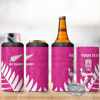 New Zealand Silver Fern Rugby Custom 4 in 1 Can Cooler Tumbler Go All Black Maori Pink Version