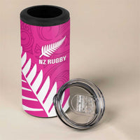 New Zealand Silver Fern Rugby Custom 4 in 1 Can Cooler Tumbler Go All Black Maori Pink Version