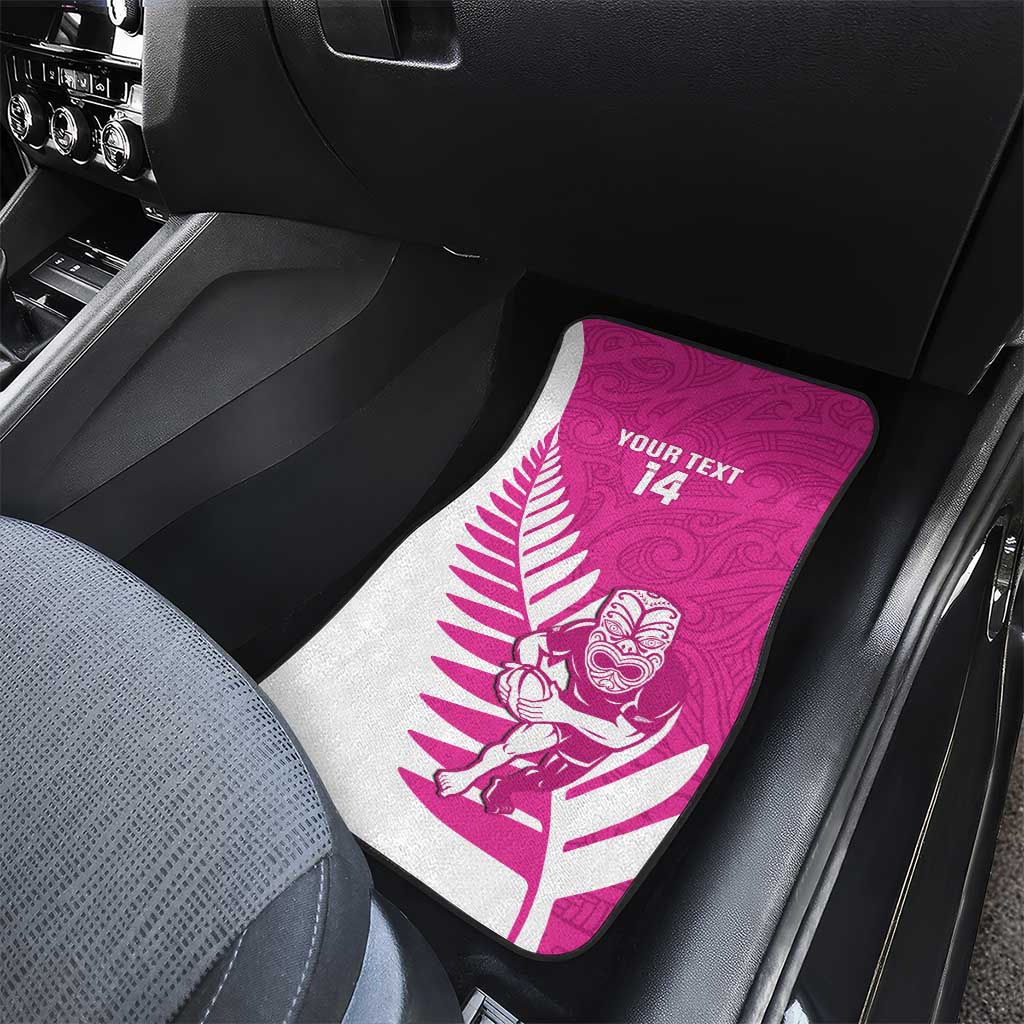 New Zealand Silver Fern Rugby Custom Car Mats Go All Black Maori Pink Version