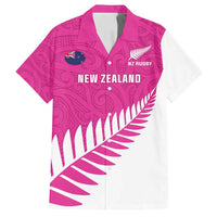 New Zealand Silver Fern Rugby Custom Family Matching Long Sleeve Bodycon Dress and Hawaiian Shirt Go All Black Maori Pink Version