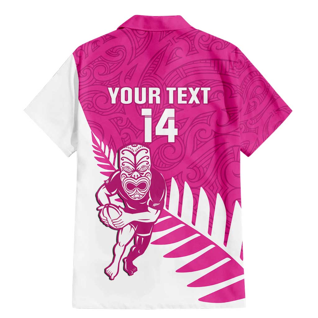 New Zealand Silver Fern Rugby Custom Family Matching Mermaid Dress and Hawaiian Shirt Go All Black Maori Pink Version