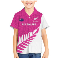 New Zealand Silver Fern Rugby Custom Family Matching Mermaid Dress and Hawaiian Shirt Go All Black Maori Pink Version