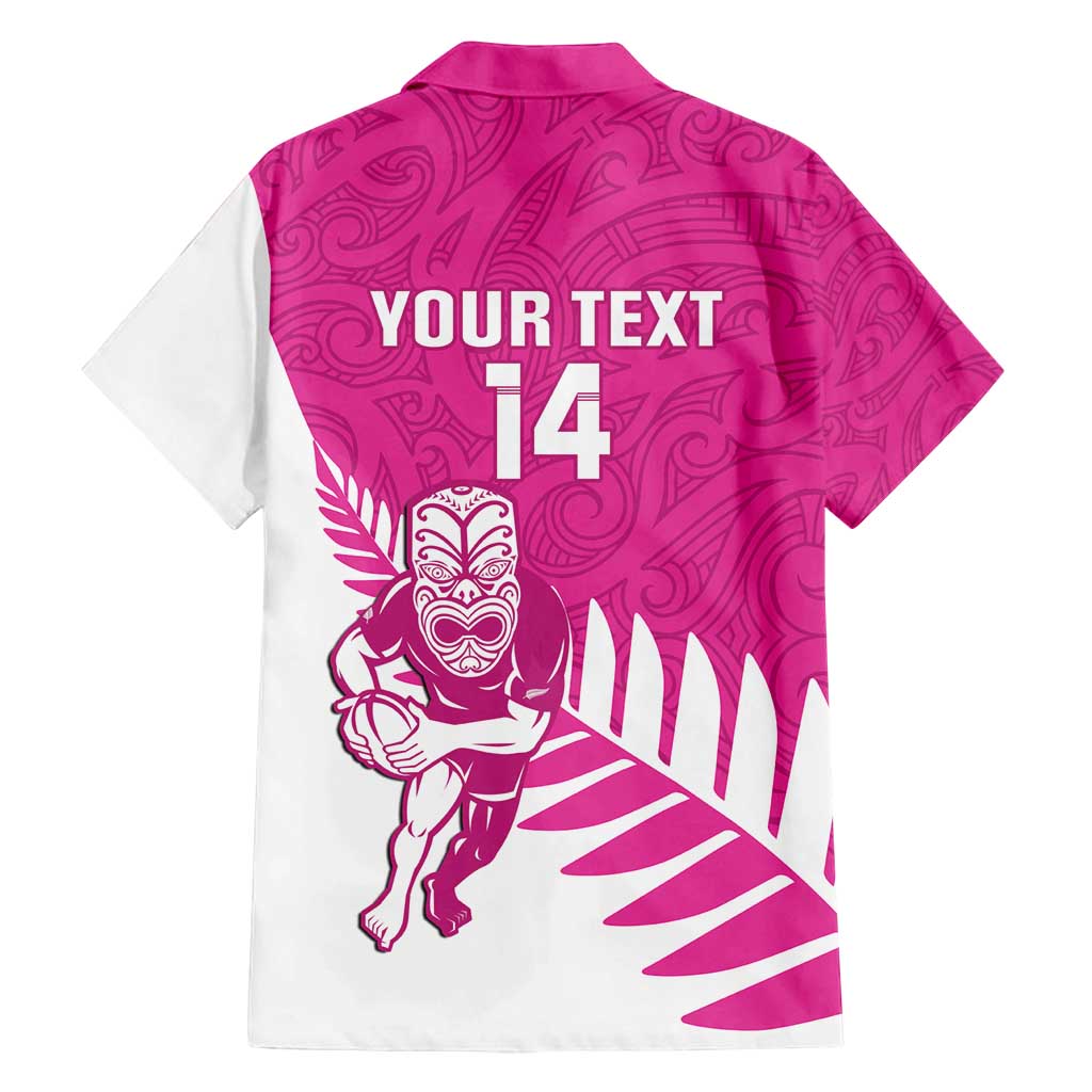 New Zealand Silver Fern Rugby Custom Family Matching Off Shoulder Maxi Dress and Hawaiian Shirt Go All Black Maori Pink Version