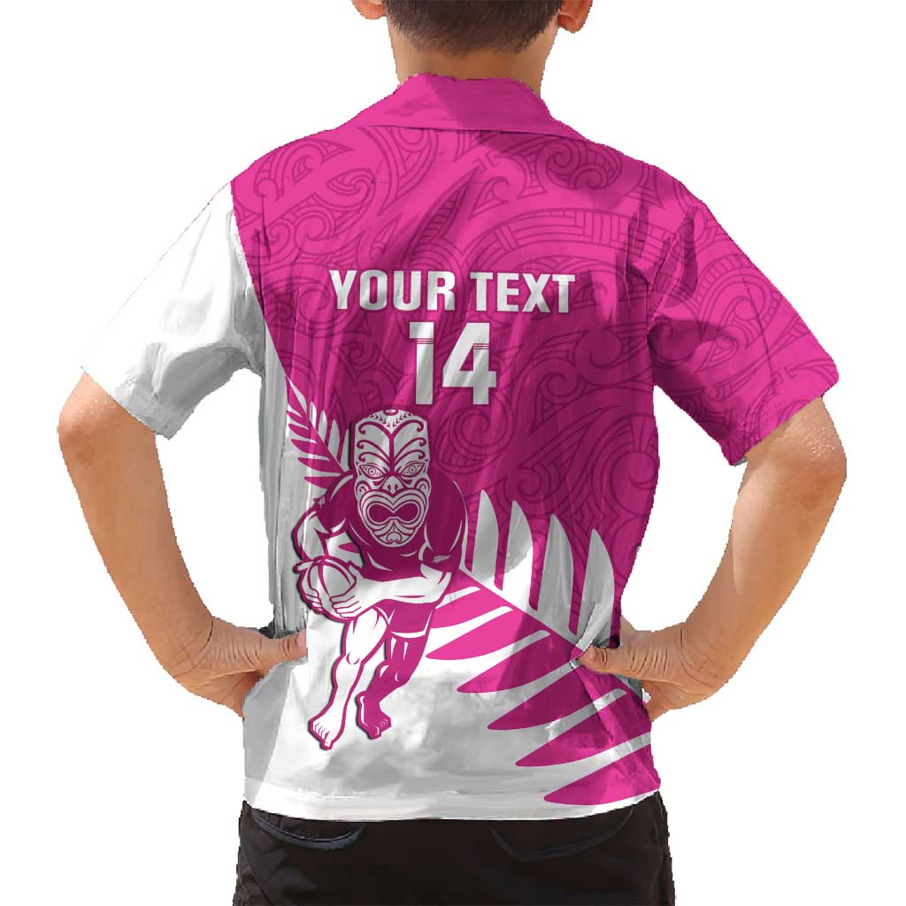 New Zealand Silver Fern Rugby Custom Family Matching Puletasi and Hawaiian Shirt Go All Black Maori Pink Version LT14 - Polynesian Pride
