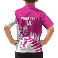 New Zealand Silver Fern Rugby Custom Family Matching Puletasi and Hawaiian Shirt Go All Black Maori Pink Version LT14 - Polynesian Pride
