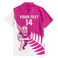 New Zealand Silver Fern Rugby Custom Family Matching Puletasi and Hawaiian Shirt Go All Black Maori Pink Version LT14 - Polynesian Pride