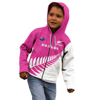 New Zealand Silver Fern Rugby Custom Kid Hoodie Go All Black Maori Pink Version