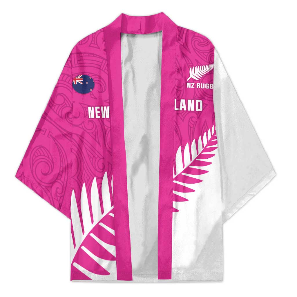 New Zealand Silver Fern Rugby Custom Kimono Go All Black Maori Pink Version - Polynesian Pride