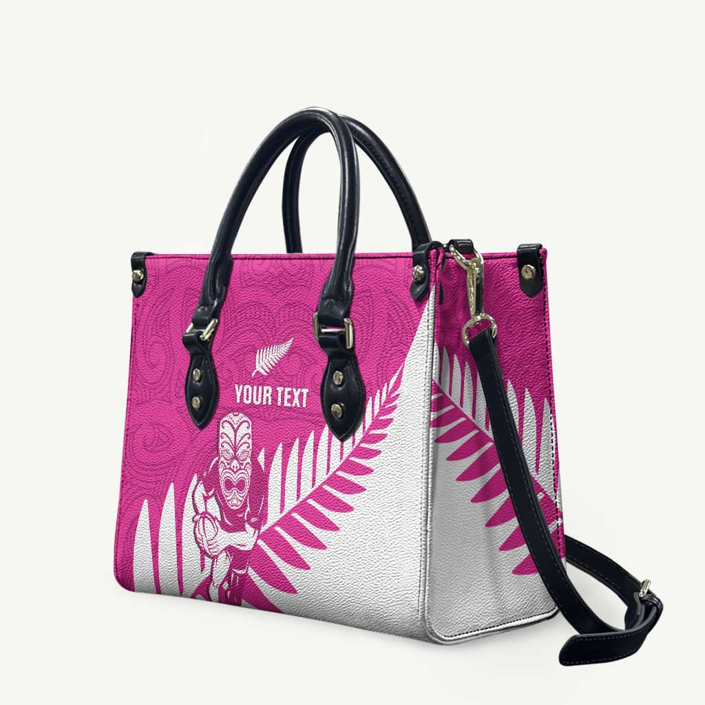 New Zealand Silver Fern Rugby Custom Leather Bag Go All Black Maori Pink Version - Polynesian Pride