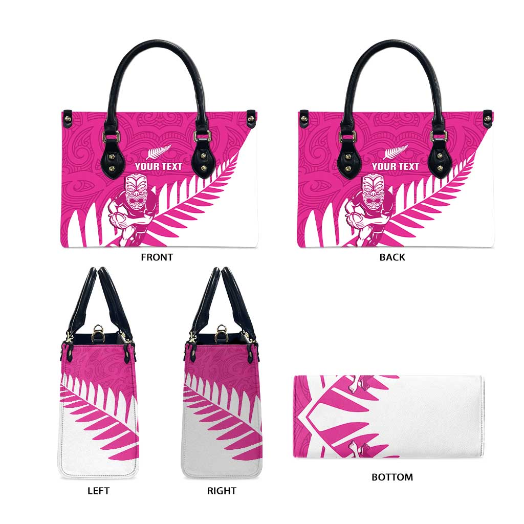 New Zealand Silver Fern Rugby Custom Leather Bag Go All Black Maori Pink Version - Polynesian Pride