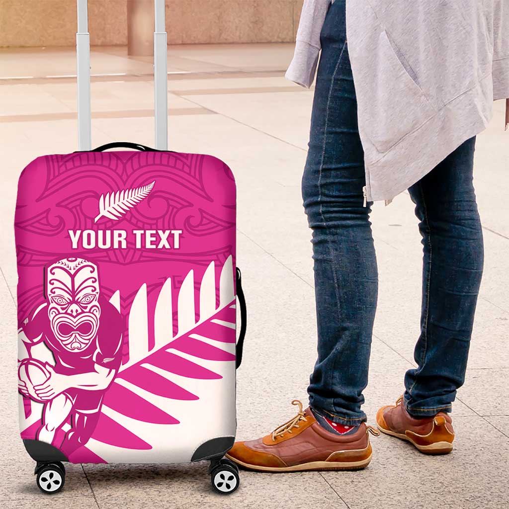 New Zealand Silver Fern Rugby Custom Luggage Cover Go All Black Maori Pink Version