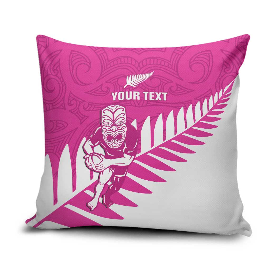 New Zealand Silver Fern Rugby Custom Pillow Cover Go All Black Maori Pink Version - Polynesian Pride