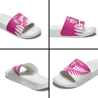 New Zealand Silver Fern Rugby Custom Slide Sandals Go All Black Maori Pink Version - Polynesian Pride