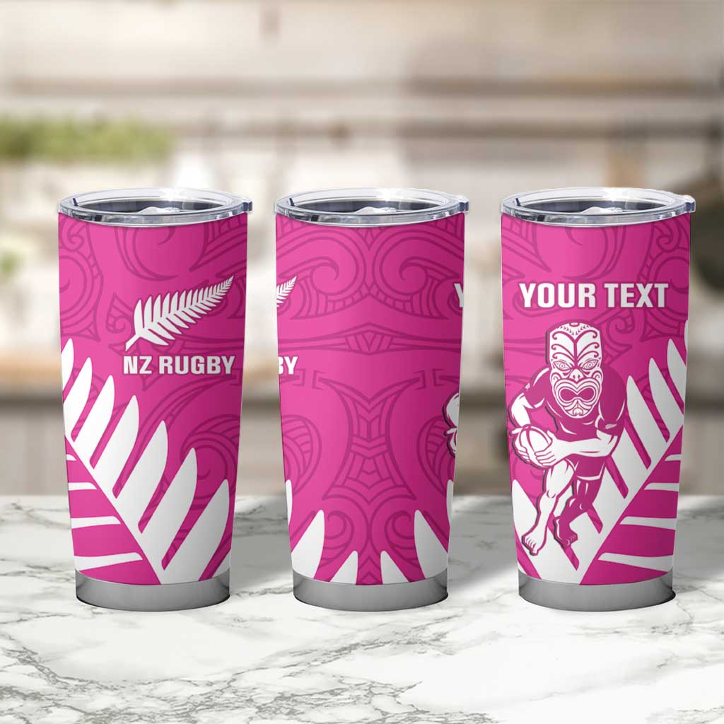 New Zealand Silver Fern Rugby Custom Tumbler Cup Go All Black Maori Pink Version