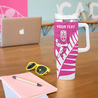 New Zealand Silver Fern Rugby Custom Tumbler With Handle Go All Black Maori Pink Version