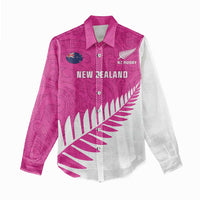New Zealand Silver Fern Rugby Custom Women Casual Shirt Go All Black Maori Pink Version