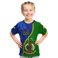 Vanuatu Malampa Province Kid T Shirt Turtle Sand Drawing Unique Tapa Pattern LT14 Green - Polynesian Pride