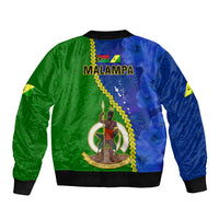 Vanuatu Malampa Province Sleeve Zip Bomber Jacket Turtle Sand Drawing Unique Tapa Pattern LT14 - Polynesian Pride