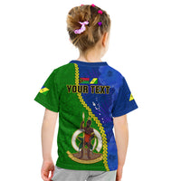 Personalised Vanuatu Malampa Province Kid T Shirt Turtle Sand Drawing Unique Tapa Pattern LT14 - Polynesian Pride