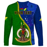 Personalised Vanuatu Malampa Province Long Sleeve Shirt Turtle Sand Drawing Unique Tapa Pattern LT14 - Polynesian Pride