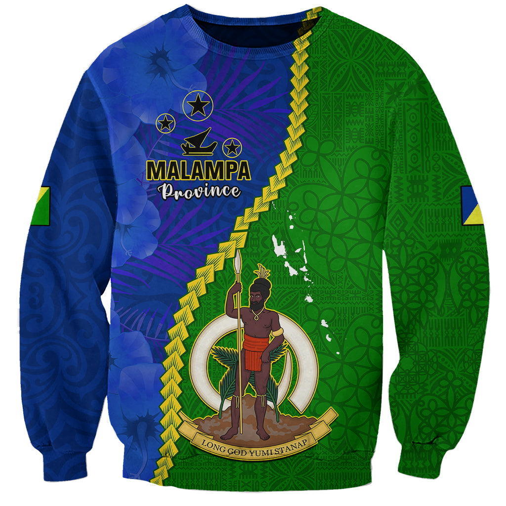 Personalised Vanuatu Malampa Province Sweatshirt Turtle Sand Drawing Unique Tapa Pattern LT14 Unisex Green - Polynesian Pride