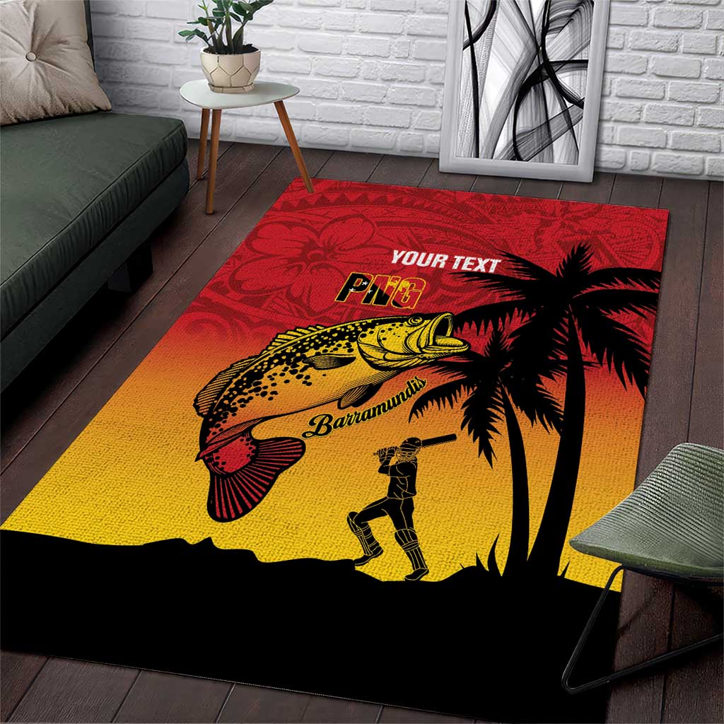 Custom Papua New Guinea Cricket Area Rug PNG Barramundis - Polynesian Pride