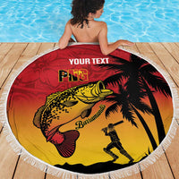 Custom Papua New Guinea Cricket Beach Blanket PNG Barramundis - Polynesian Pride
