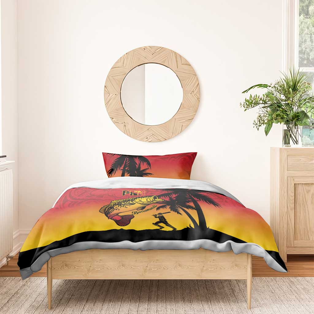 Custom Papua New Guinea Cricket Bedding Set PNG Barramundis - Polynesian Pride