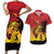 Custom Papua New Guinea Cricket Couples Matching Short Sleeve Bodycon Dress and Hawaiian Shirt PNG Barramundis - Polynesian Pride